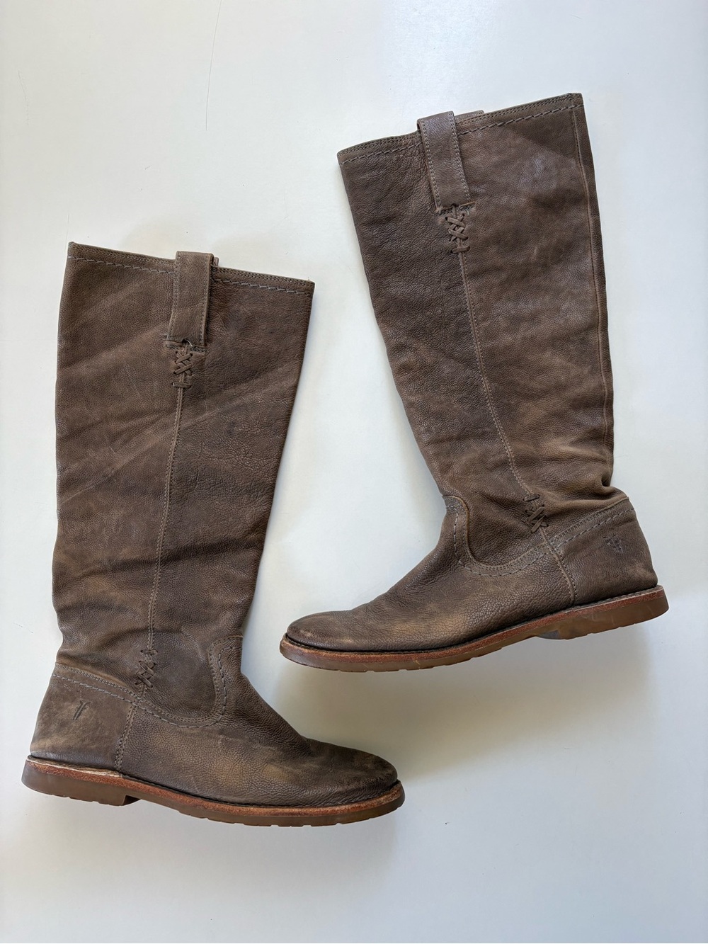Frye Celia X Stitch Leather Riding Boots 7.5